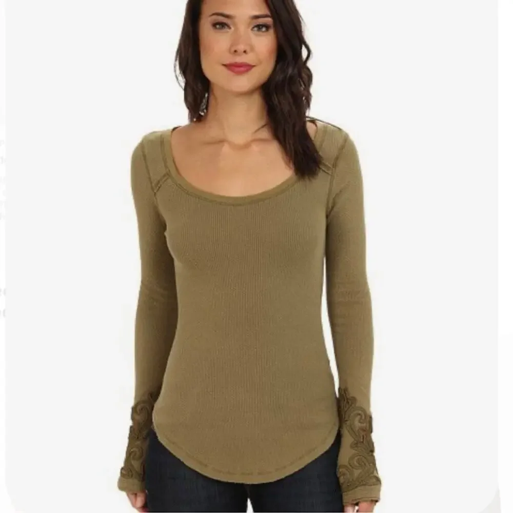 Free People Masquerade Cuff Long-Sleeve Thermal Tee